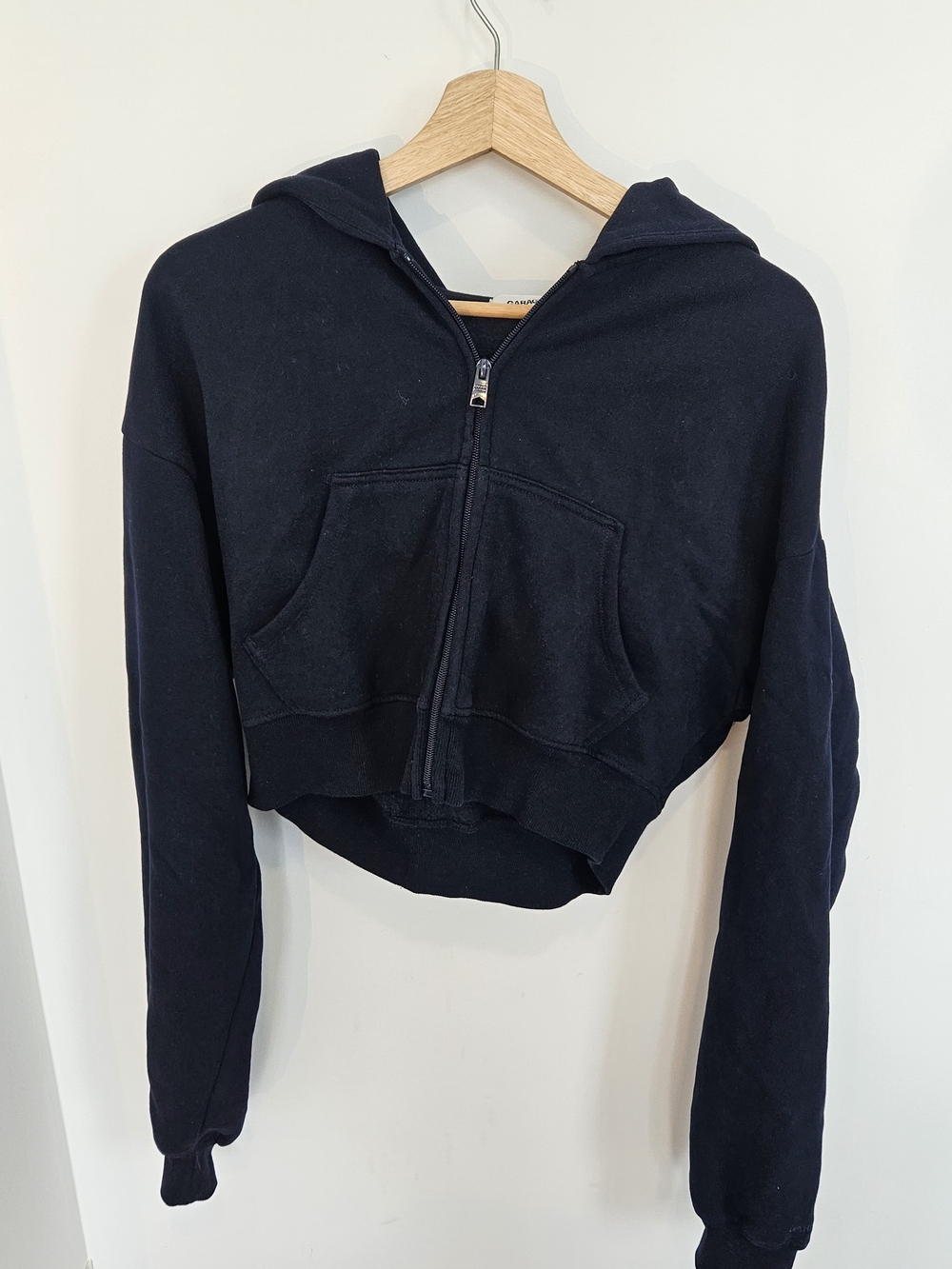 Garage Cropped Black Zip Hoodie